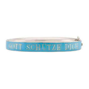 Victorian Sterling Silver Blue Enamel Hinged Bangle