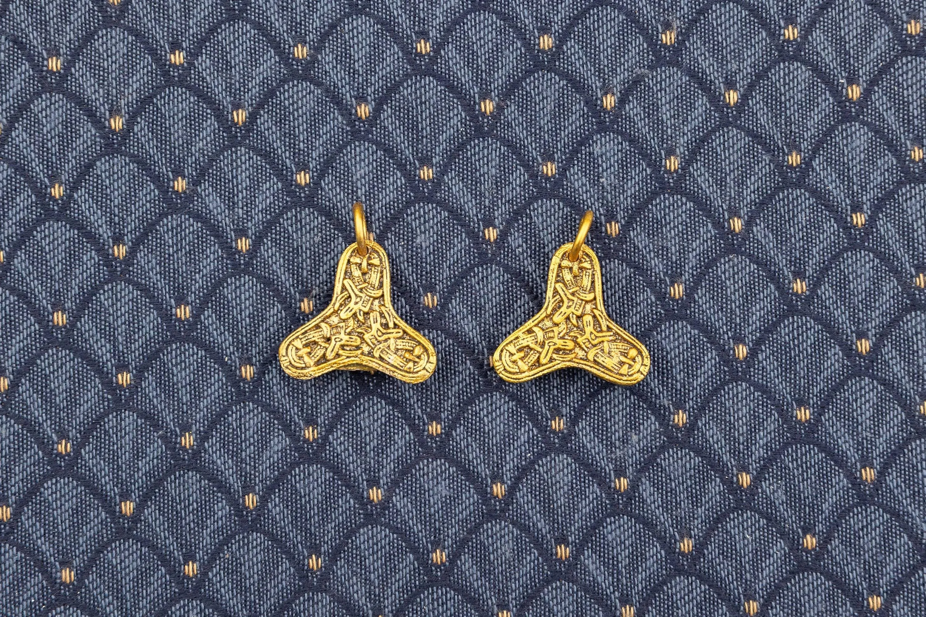 Viking Trefoil Brooches (set of 2), with attachments for beads