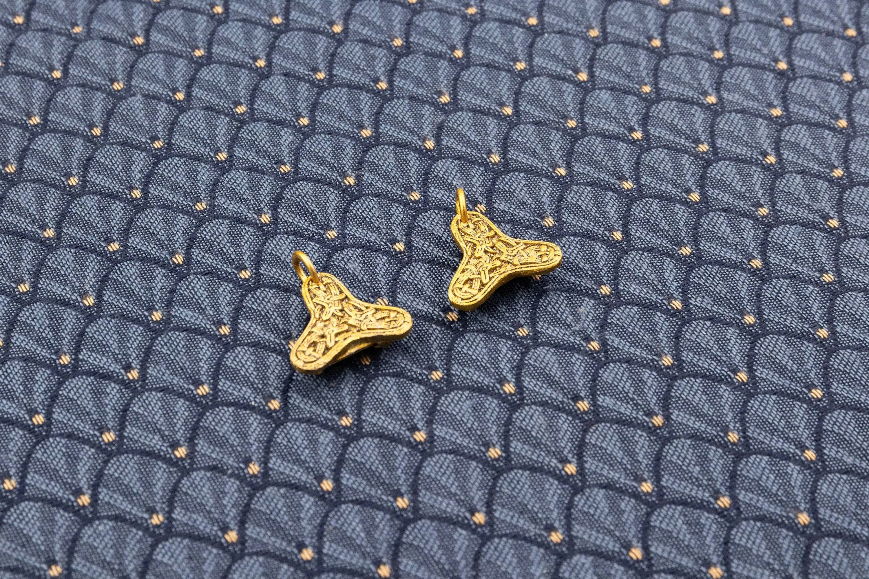 Viking Trefoil Brooches (set of 2), with attachments for beads