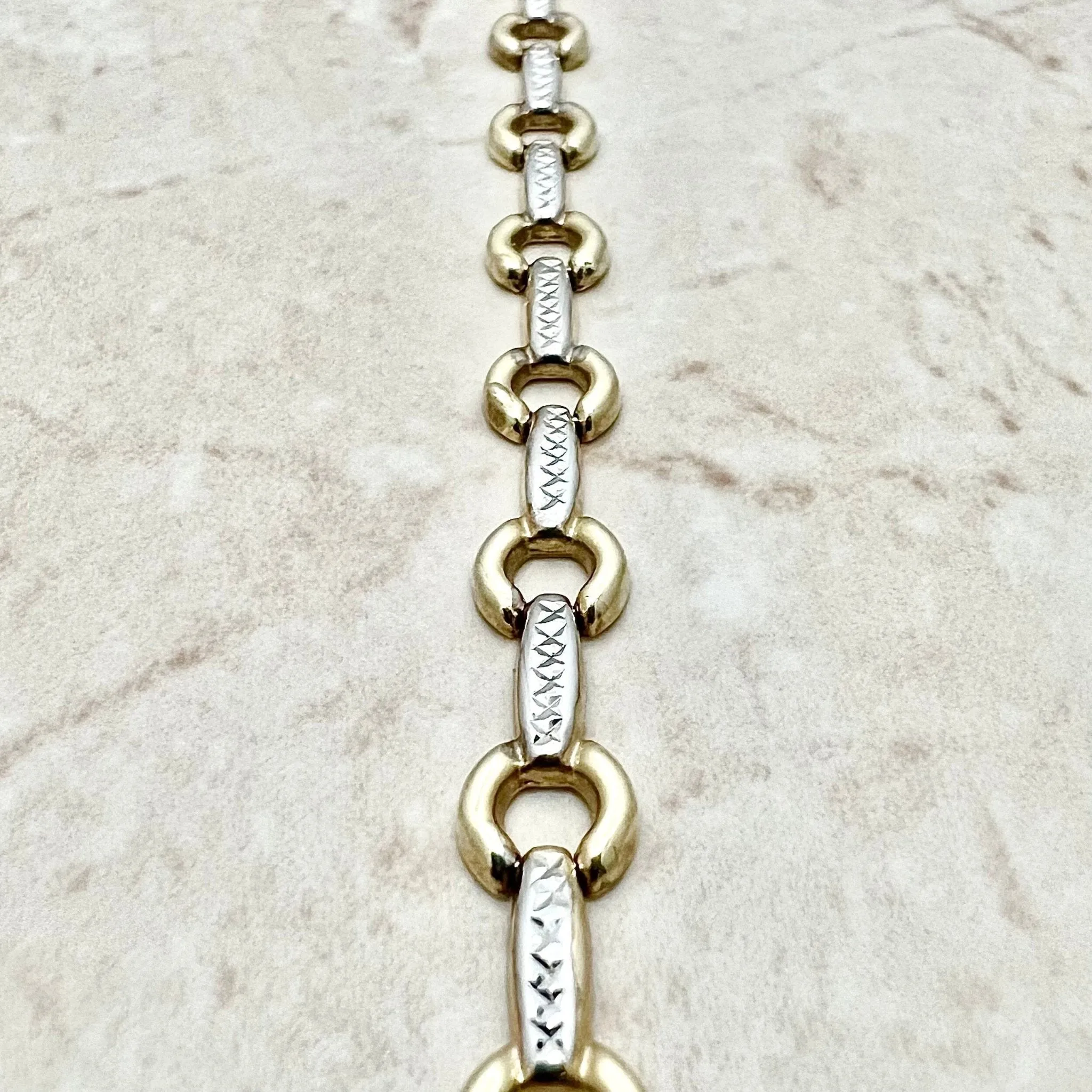 Vintage 10 Karat Two-Tone Gold Link Bracelet