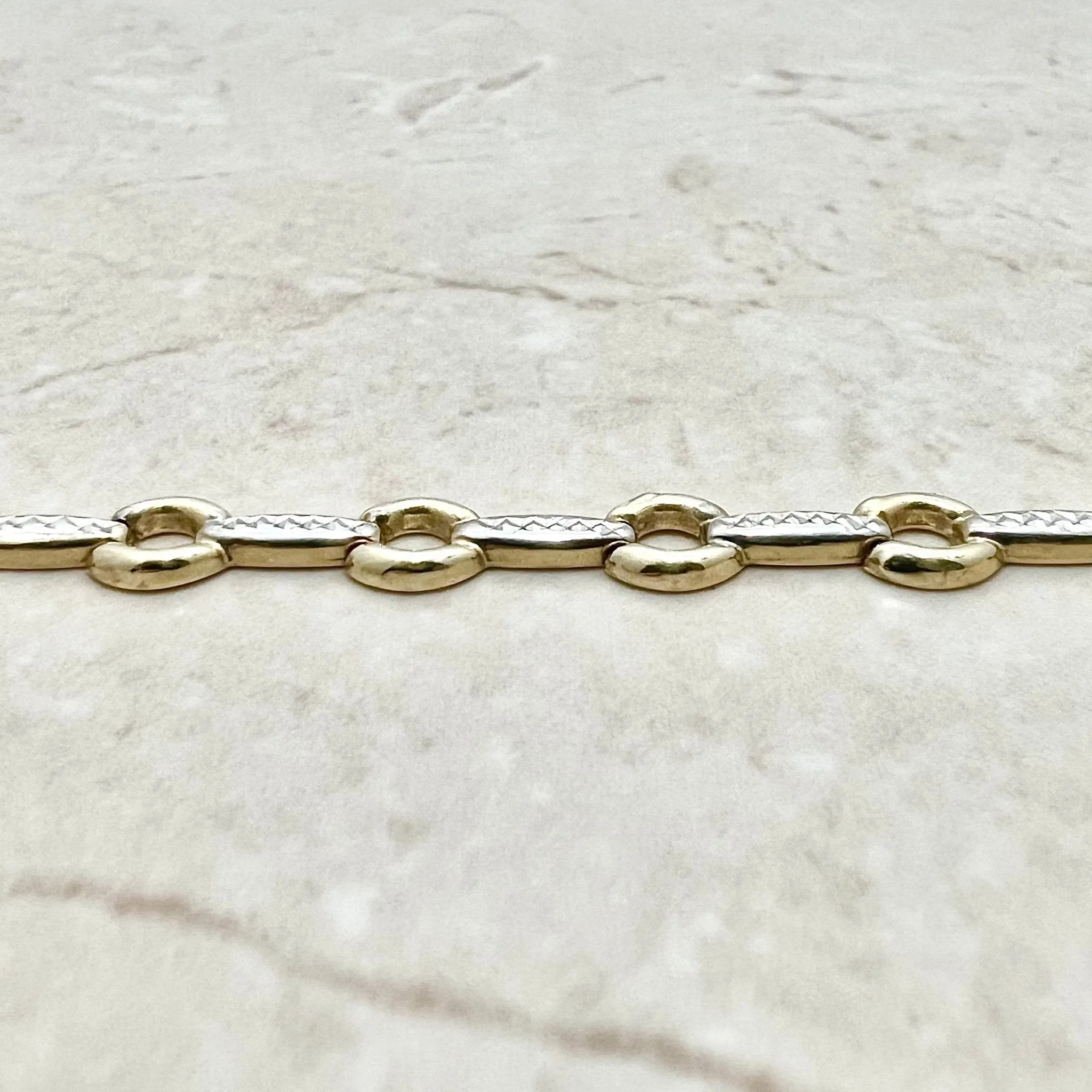 Vintage 10 Karat Two-Tone Gold Link Bracelet