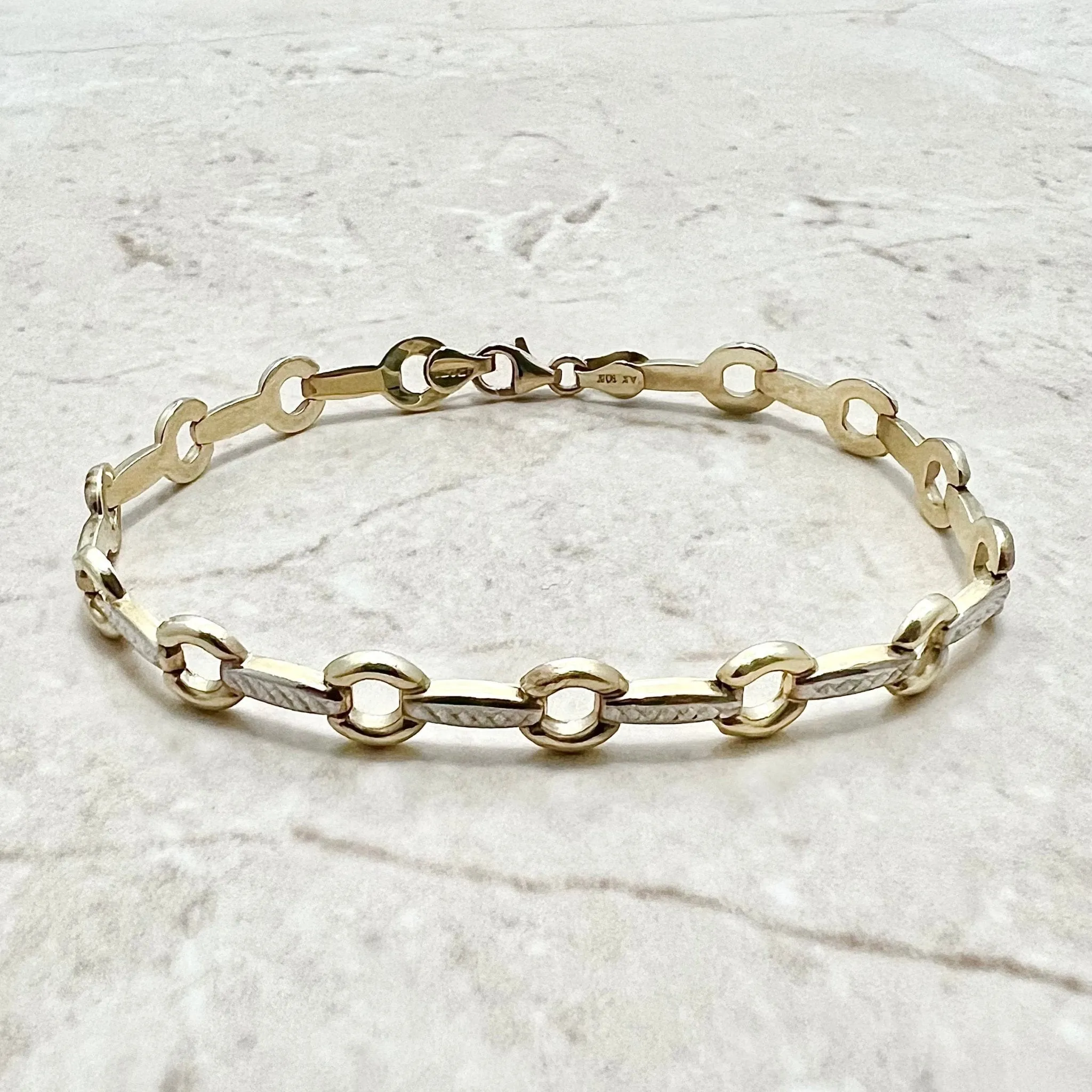 Vintage 10 Karat Two-Tone Gold Link Bracelet