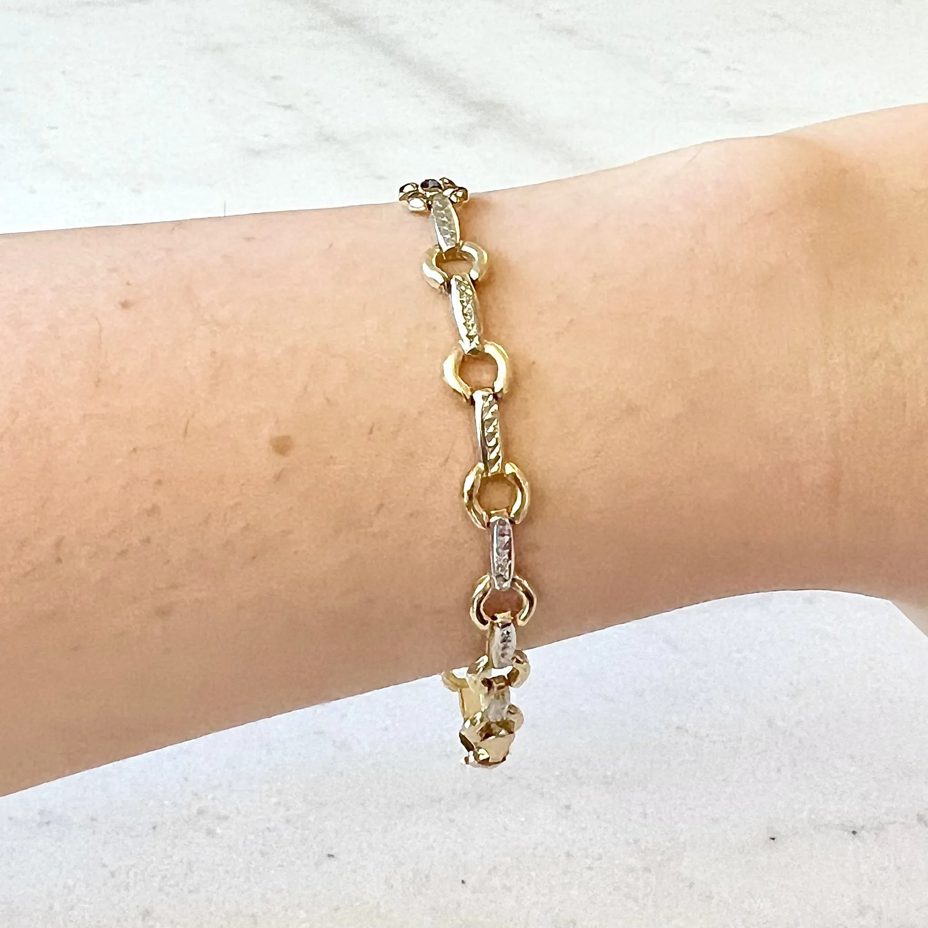 Vintage 10 Karat Two-Tone Gold Link Bracelet