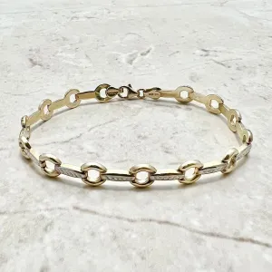 Vintage 10 Karat Two-Tone Gold Link Bracelet