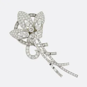 Vintage 1940s Oversized Diamond Trefoil Brooch