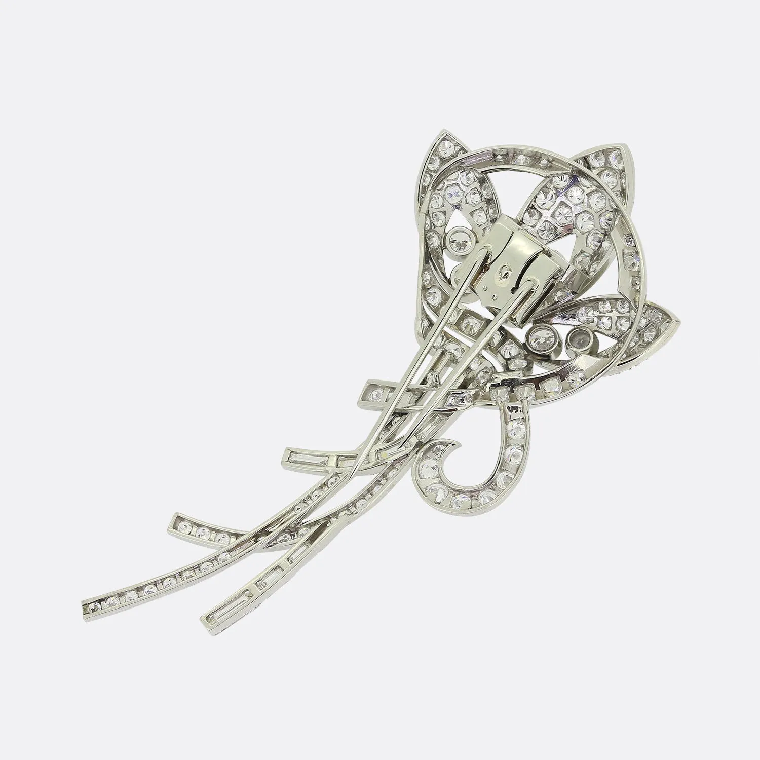 Vintage 1940s Oversized Diamond Trefoil Brooch