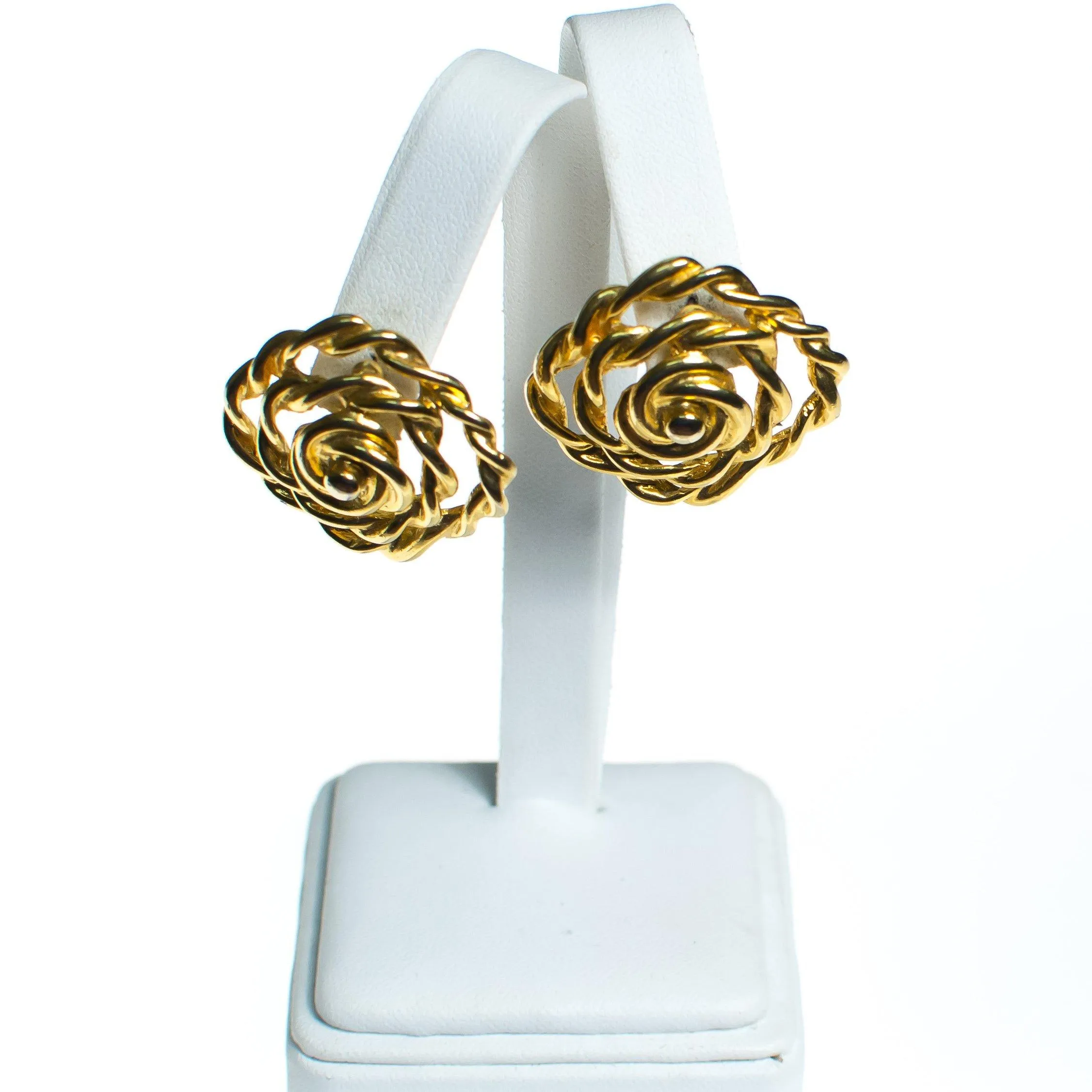 Vintage 1980s Gold Cable Geometric Statement Earrings