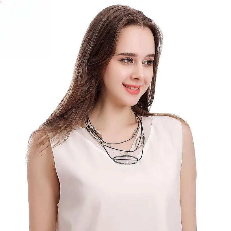 Vintage Alloy Circles Neck Chokers Suspension Pendants Chains Necklace