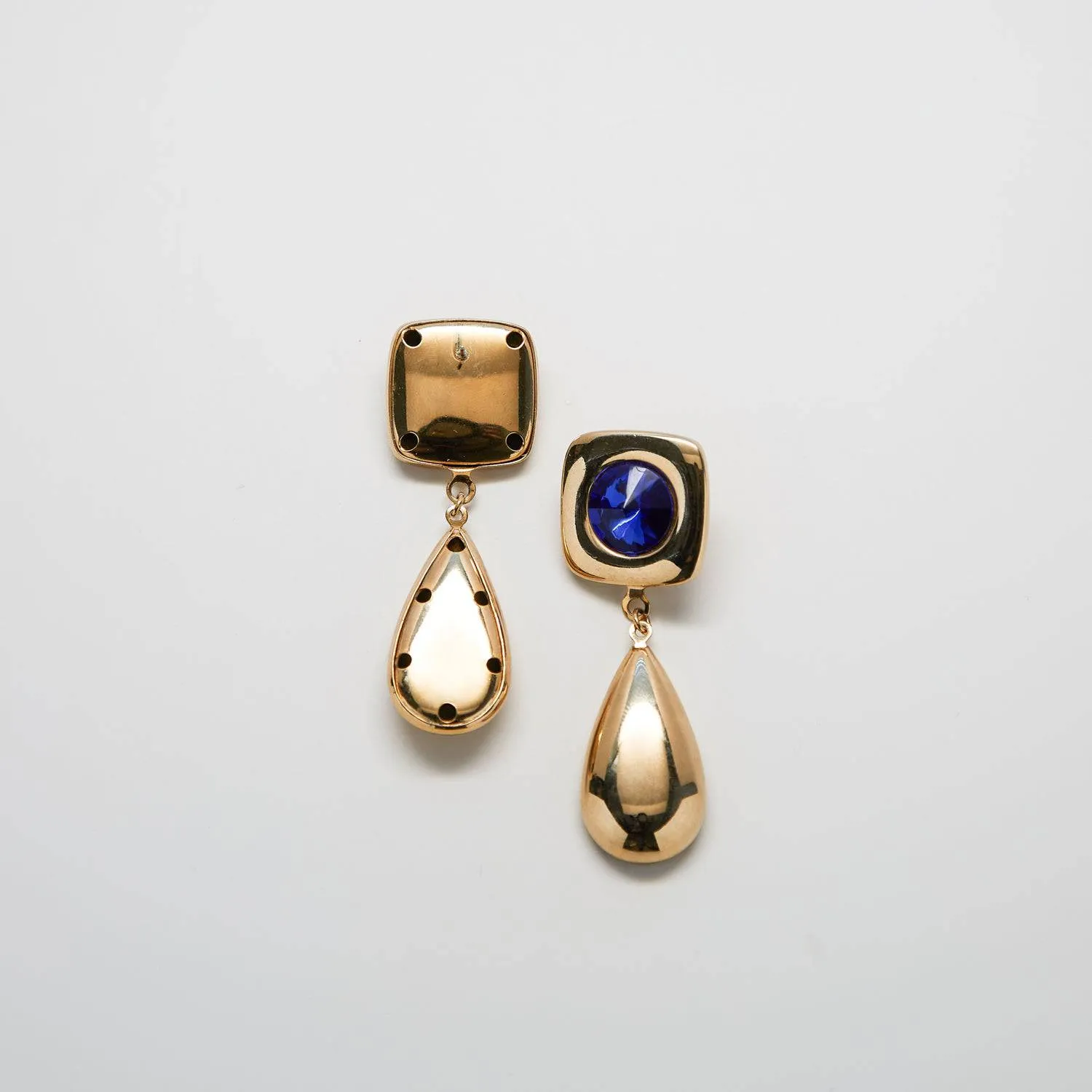 Vintage Blue and Gold Statement Drop Earrings