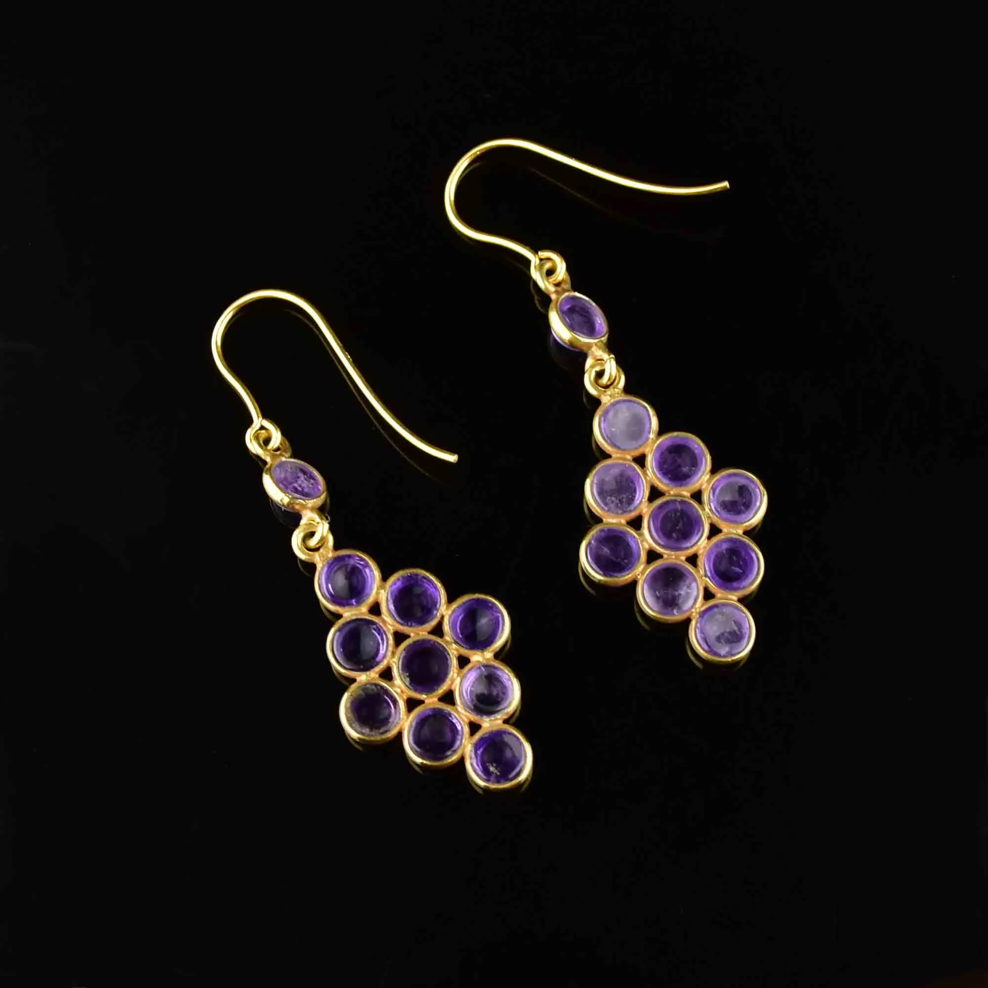 Vintage Edwardian Style Geometric Amethyst Drop Earrings