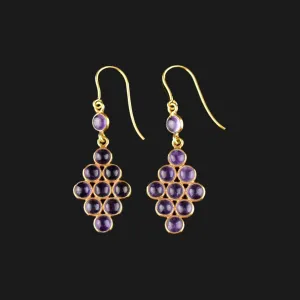 Vintage Edwardian Style Geometric Amethyst Drop Earrings