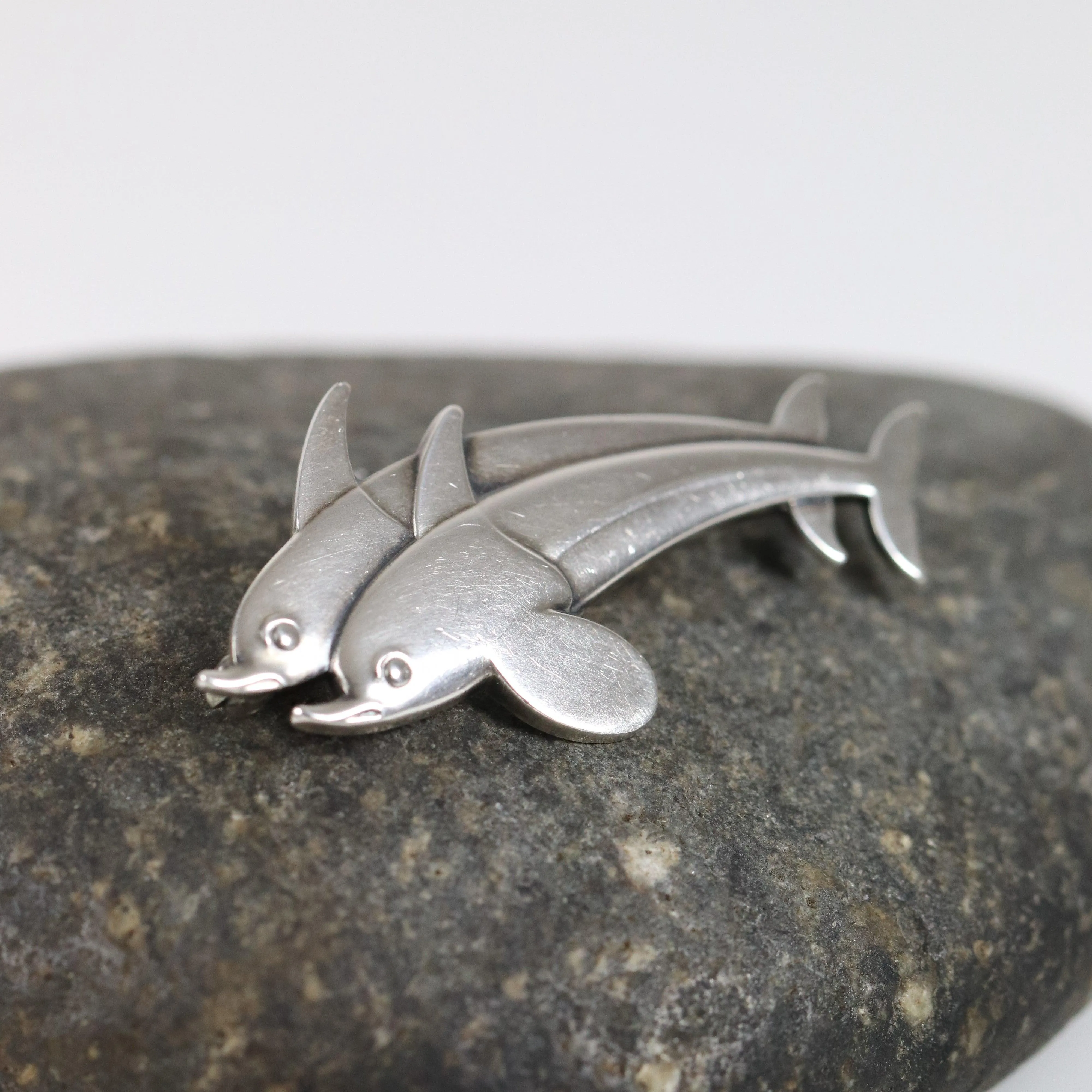 Vintage Georg Jensen Jewelry | Dual Dolphin Brooch 317