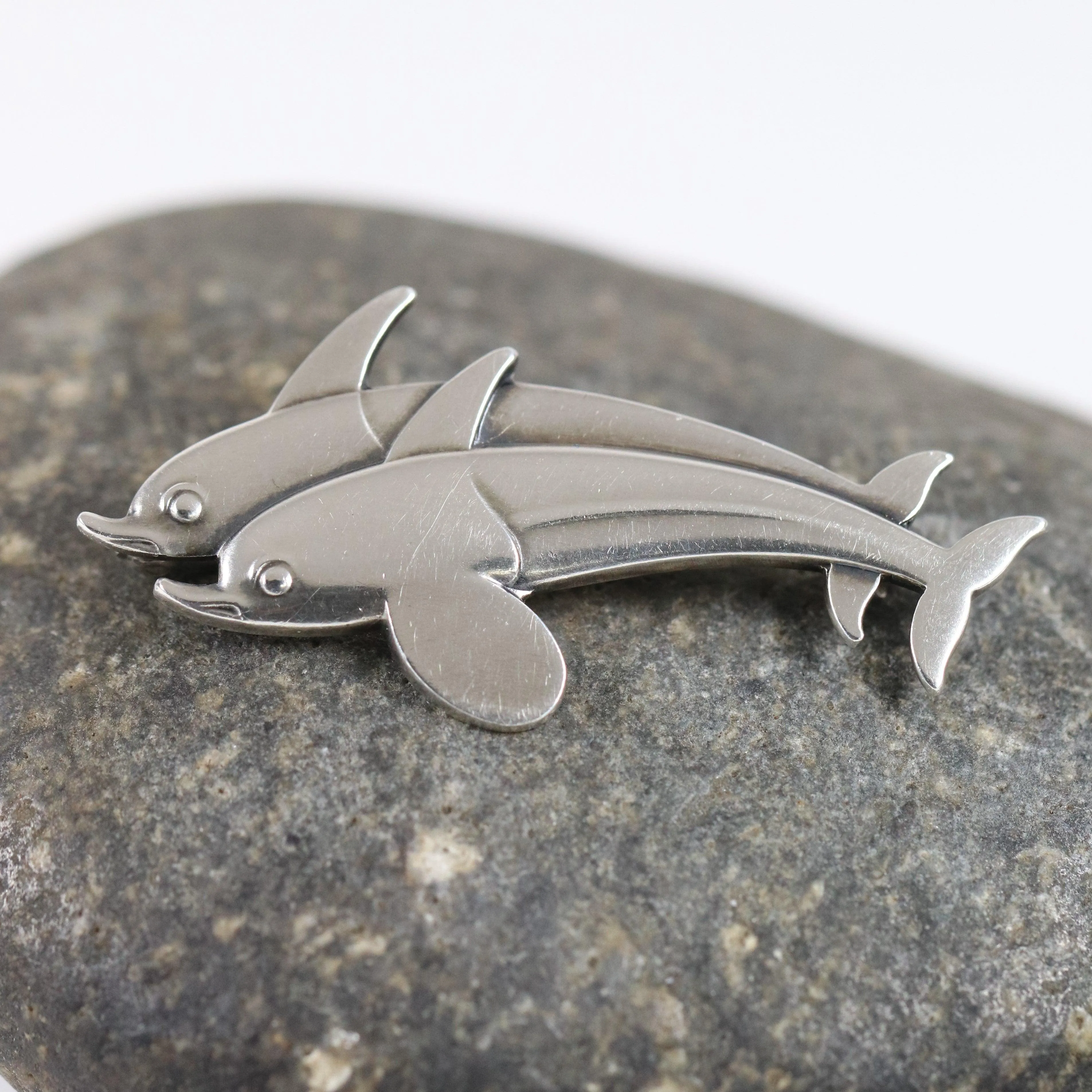 Vintage Georg Jensen Jewelry | Dual Dolphin Brooch 317