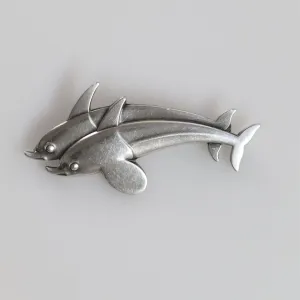Vintage Georg Jensen Jewelry | Dual Dolphin Brooch 317
