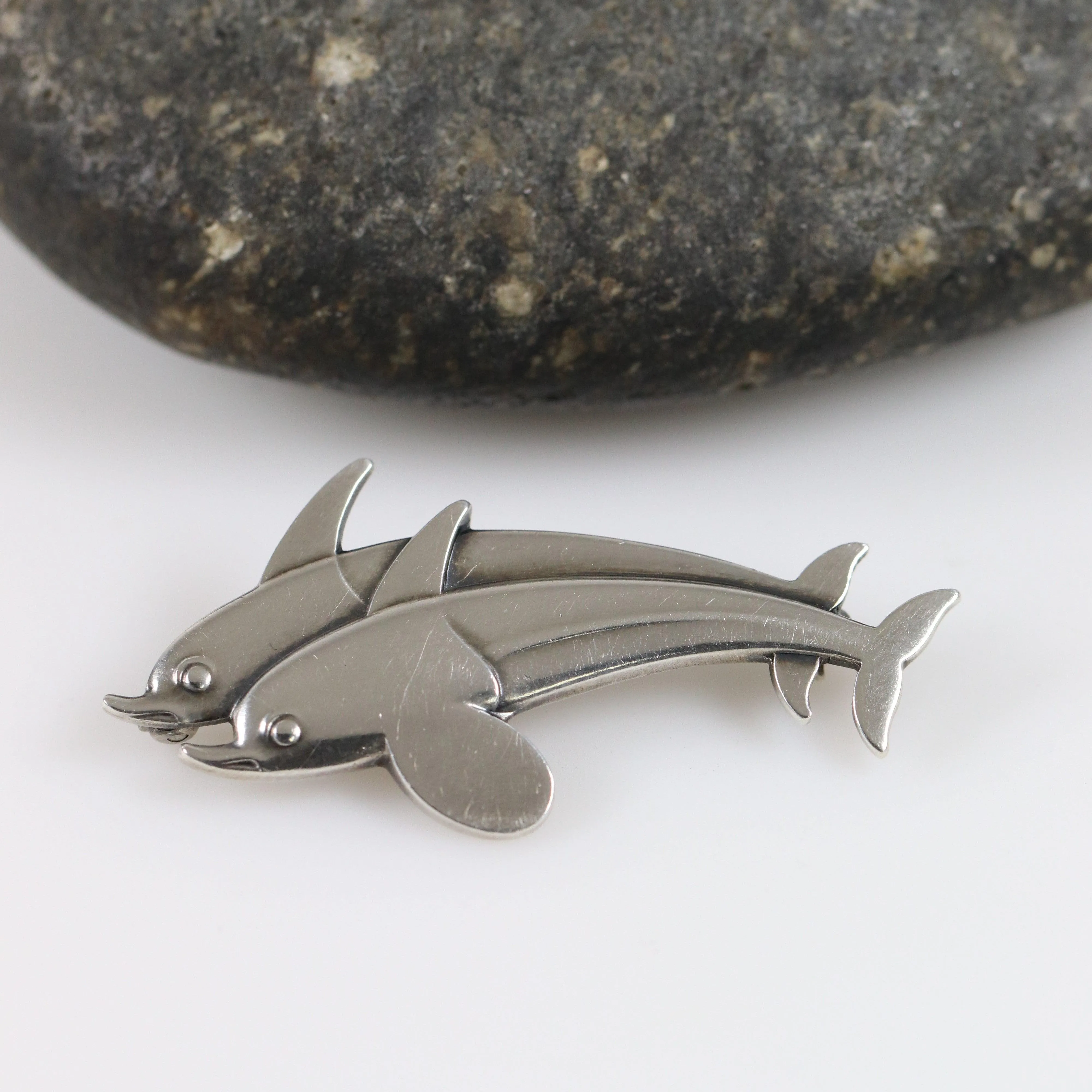 Vintage Georg Jensen Jewelry | Dual Dolphin Brooch 317