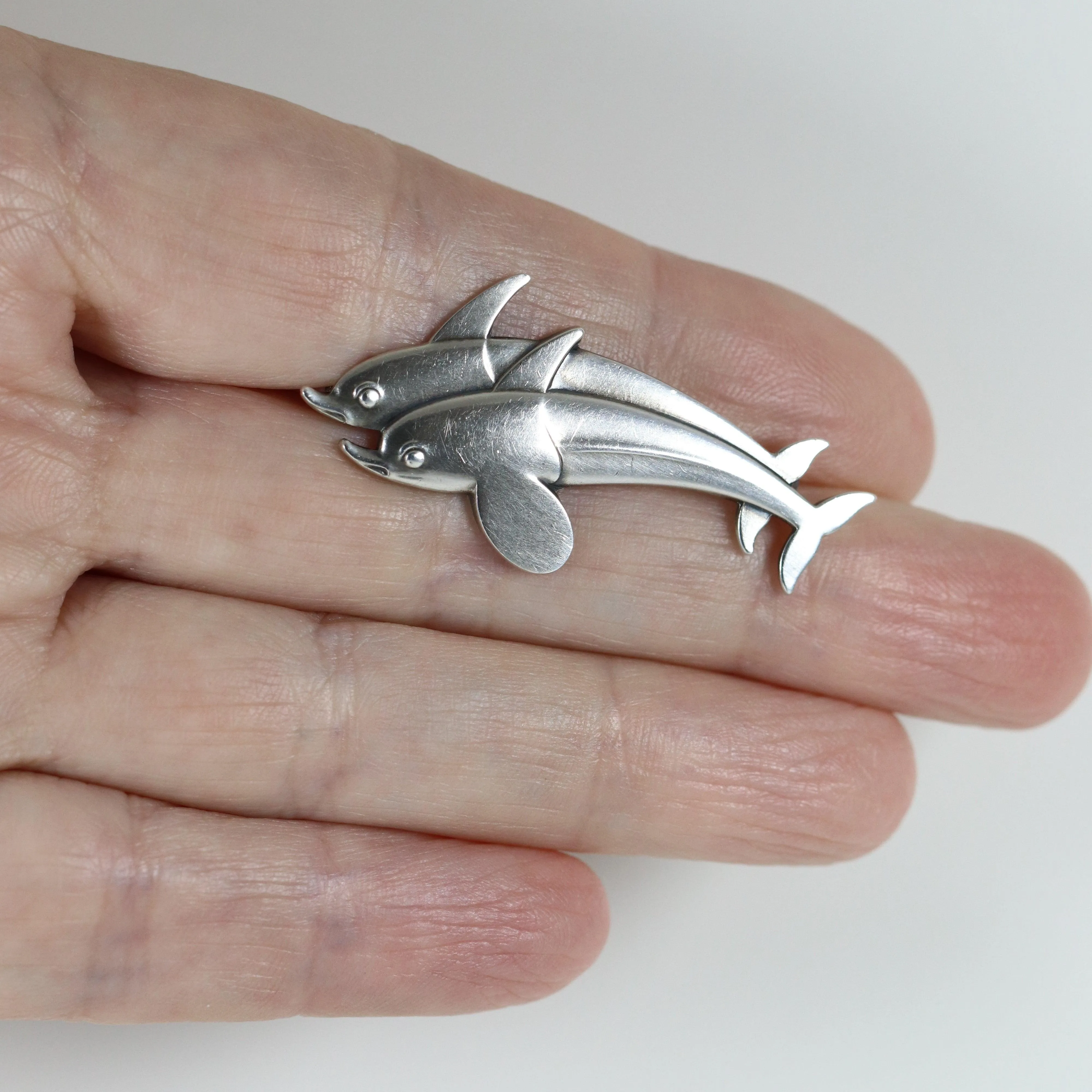 Vintage Georg Jensen Jewelry | Dual Dolphin Brooch 317