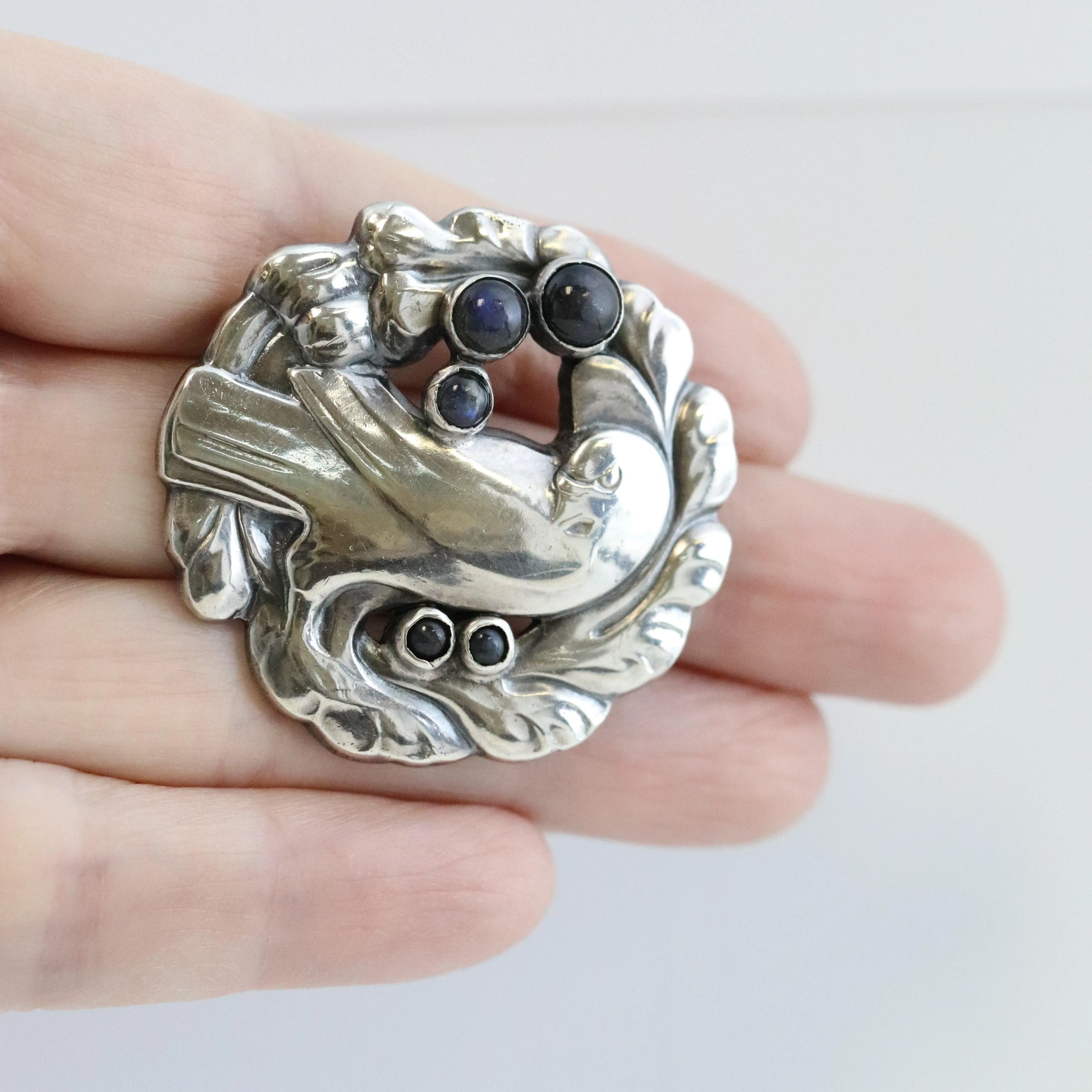 Vintage Georg Jensen Jewelry | Early Labradorite Dove Brooch 165