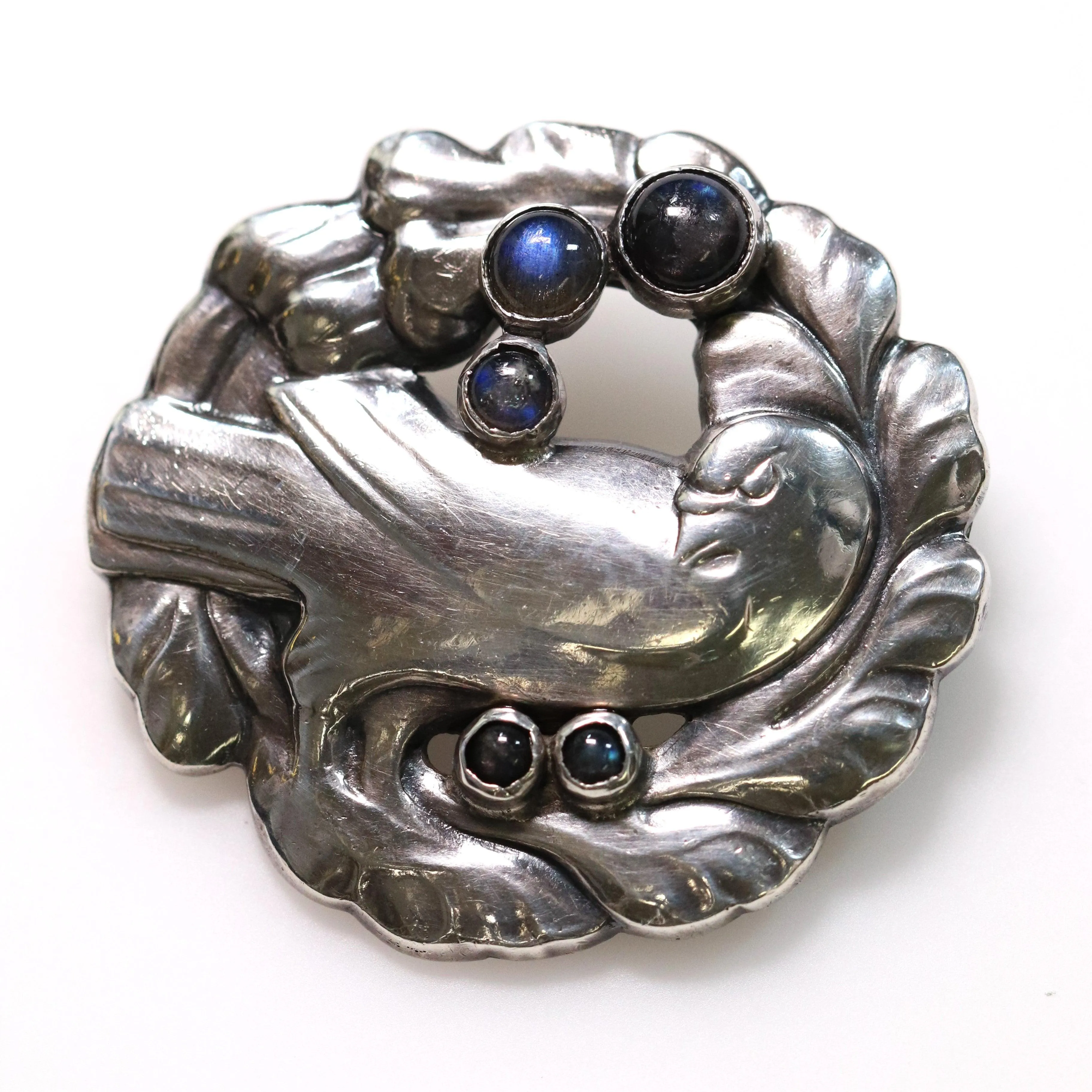 Vintage Georg Jensen Jewelry | Early Labradorite Dove Brooch 165