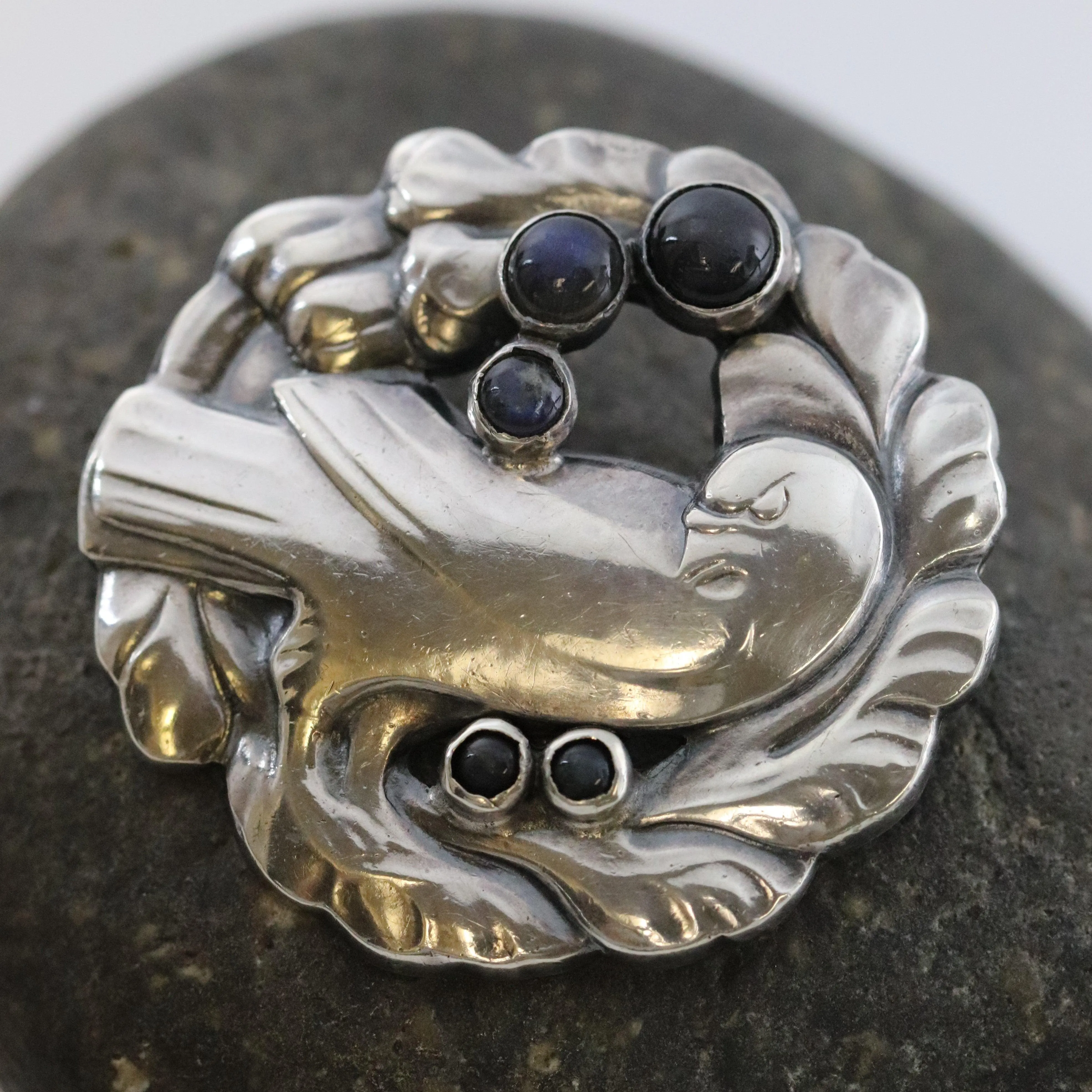 Vintage Georg Jensen Jewelry | Early Labradorite Dove Brooch 165