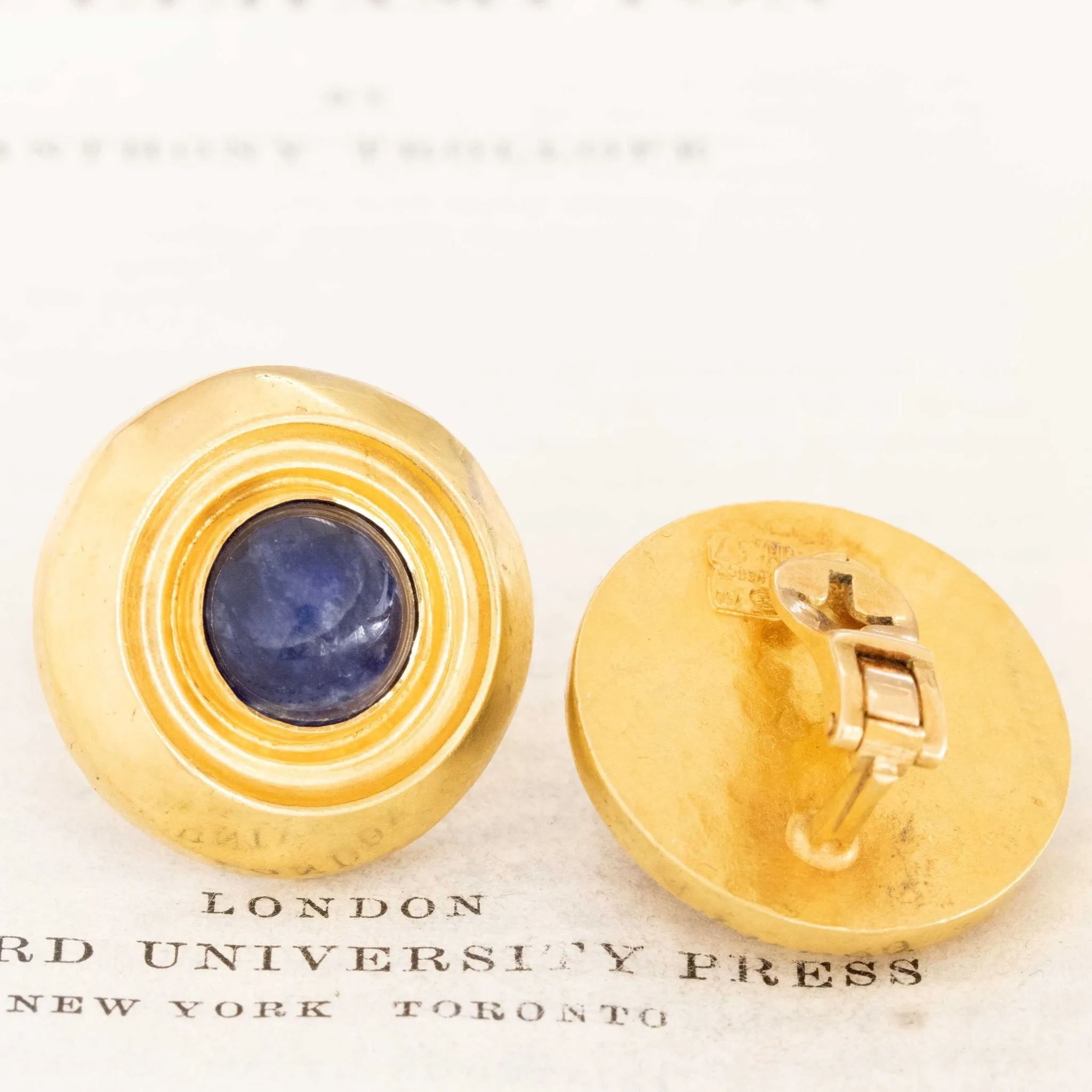 Vintage Sodalite Ear Clips, by Lalaounis