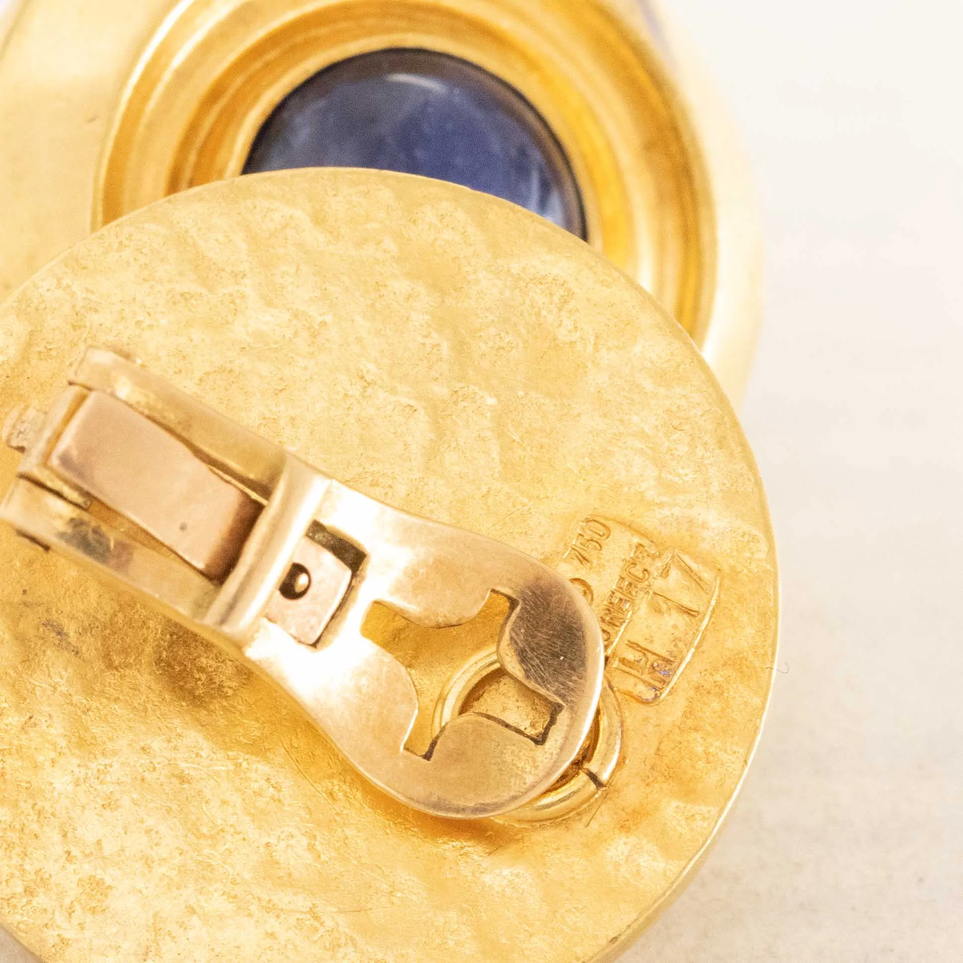Vintage Sodalite Ear Clips, by Lalaounis