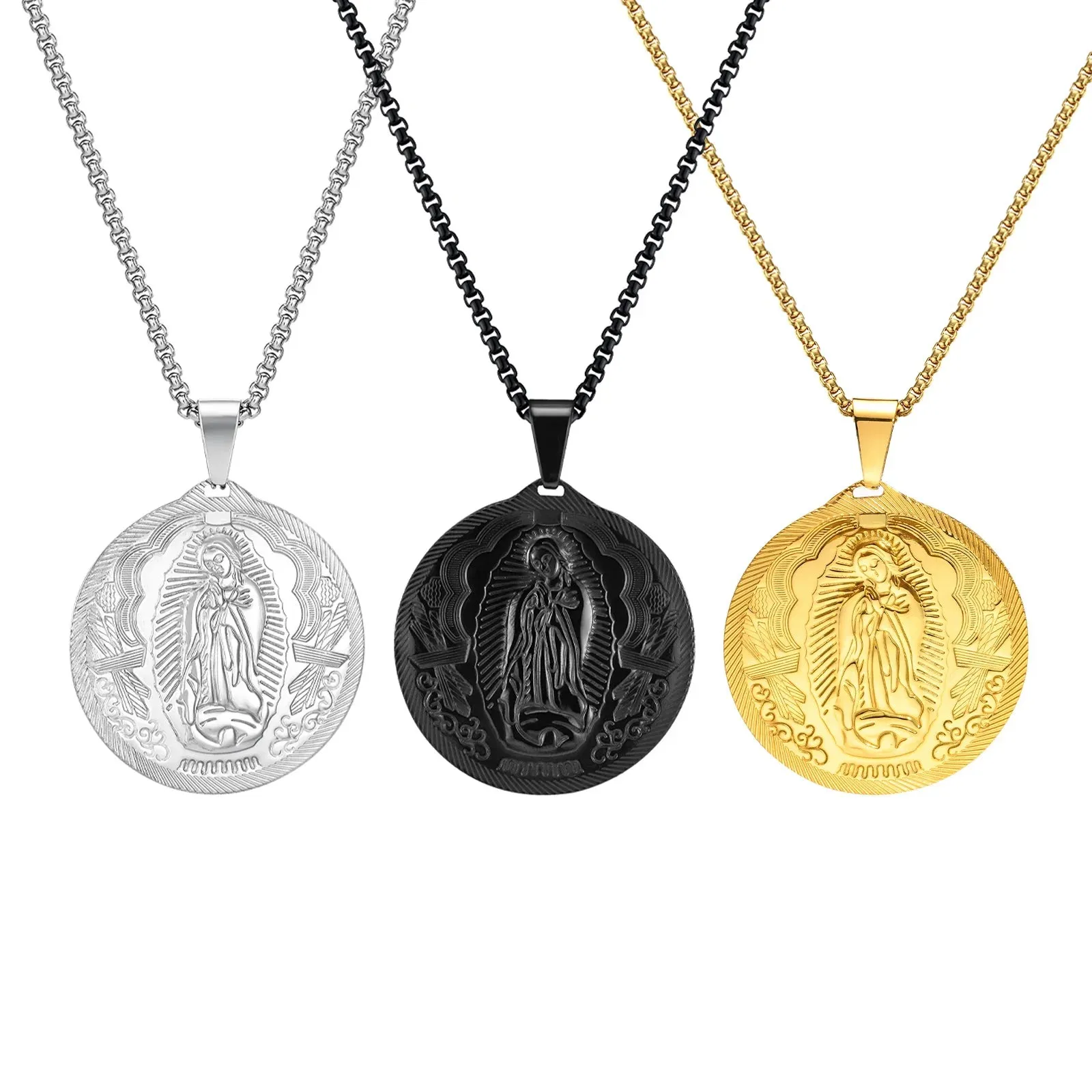 Virgin Mary Pendant Charm Necklaces for Men Boys
