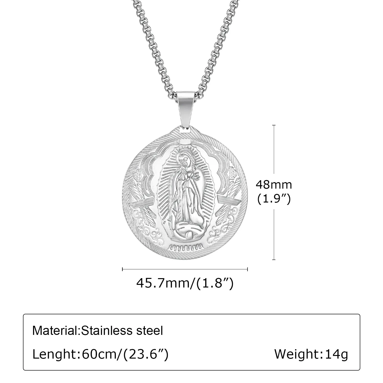 Virgin Mary Pendant Charm Necklaces for Men Boys