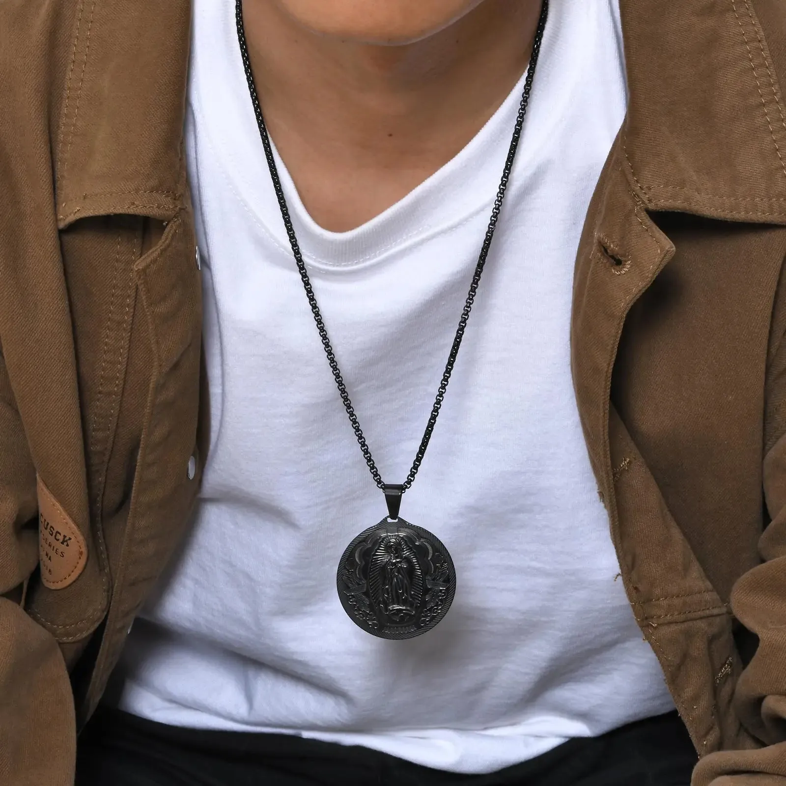 Virgin Mary Pendant Charm Necklaces for Men Boys