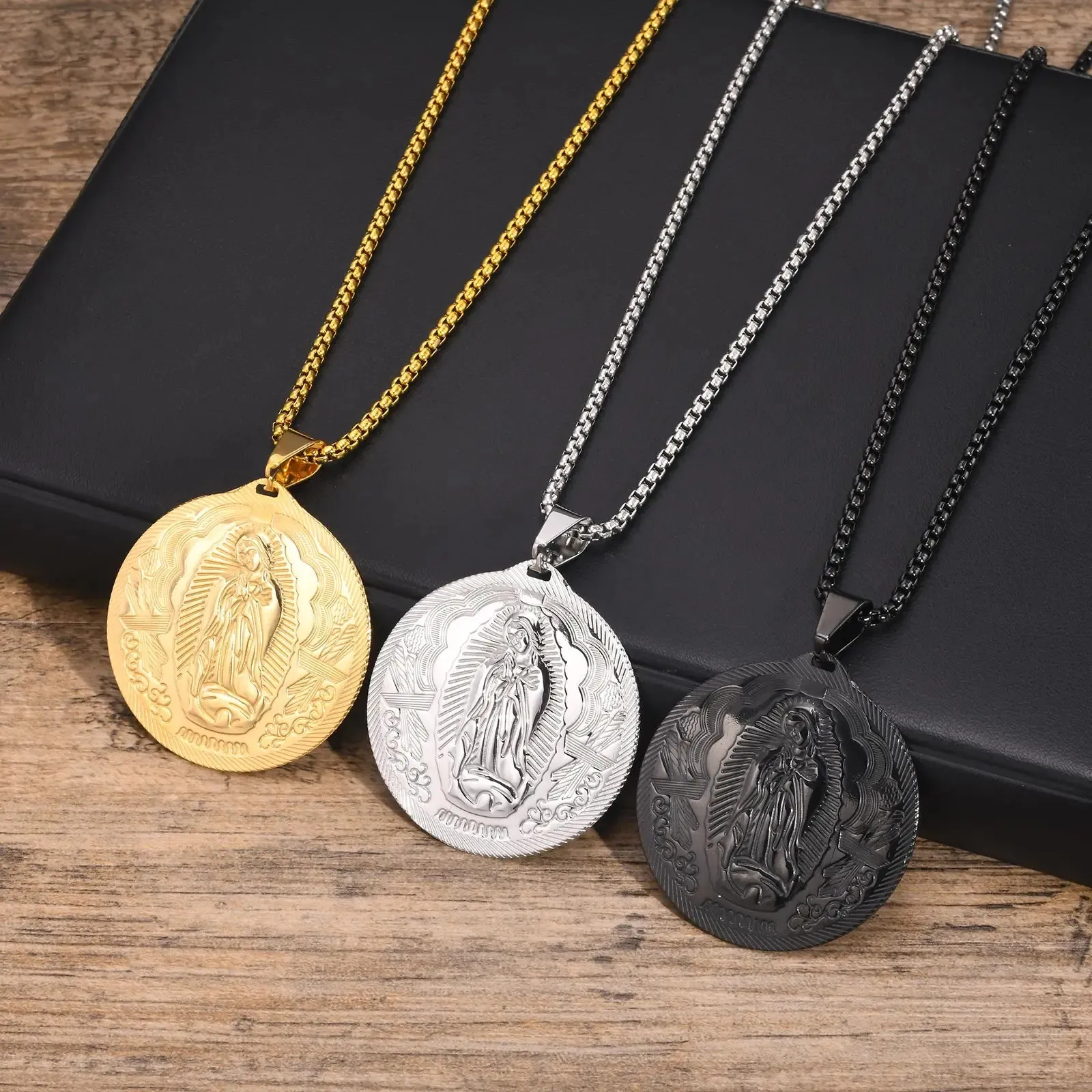 Virgin Mary Pendant Charm Necklaces for Men Boys
