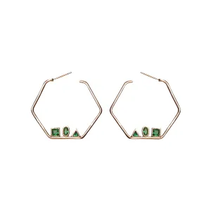 Vita Geometric Emerald Hoop Earrings