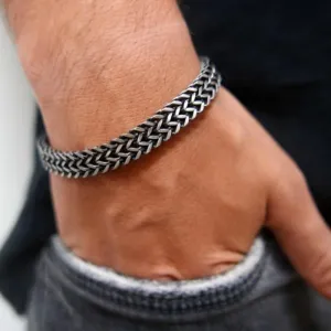 Vnox Vintage Oxidized Cool Double Curb Chain Bracelets for Men Stainless Steel Punk Antique Cubic Foxtail Chain Male Pulseira