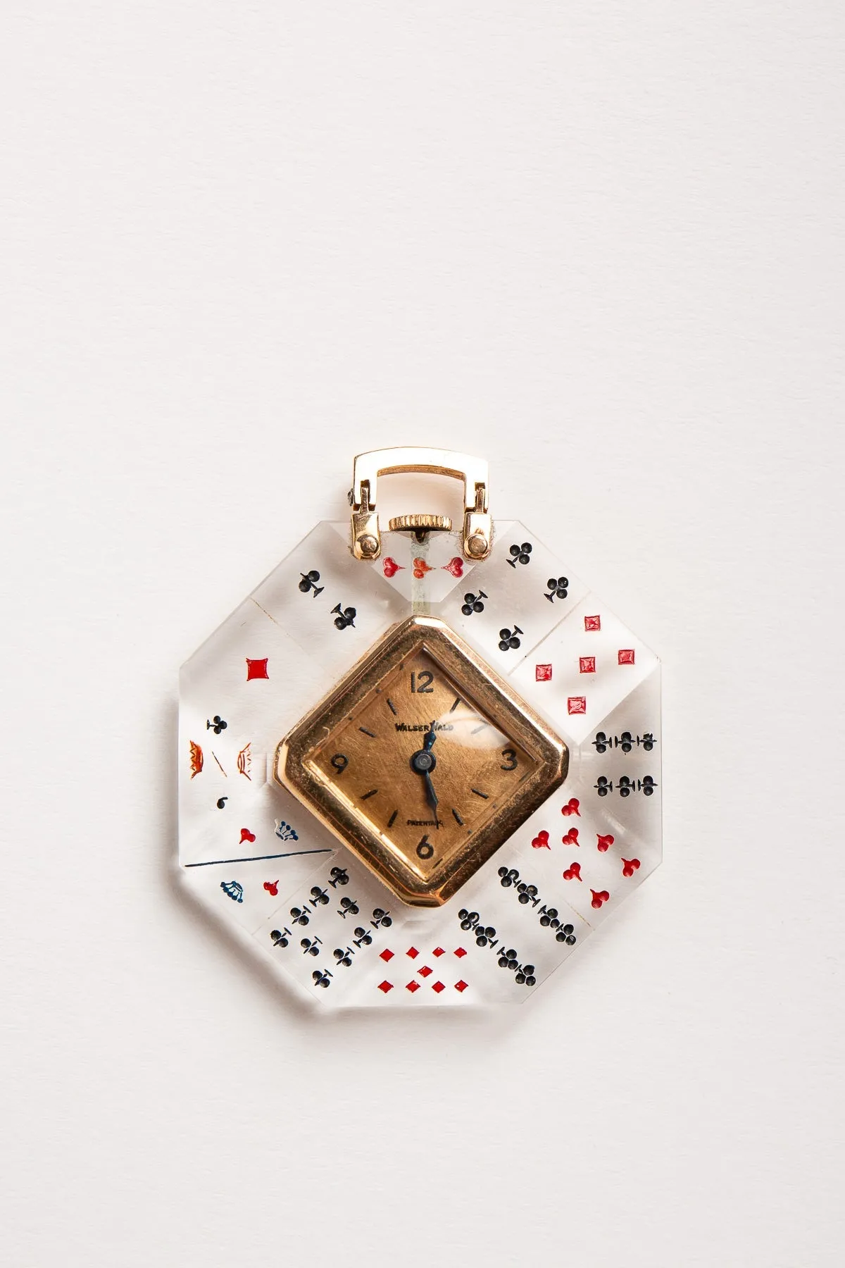 WALSER WALD | 1960'S CRYSTAL DECK OF CARDS WATCH PENDANT