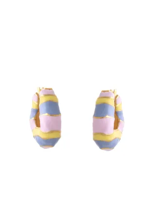 WAVE HOOP EARRINGS WITH MULTI COLORED ENAMEL