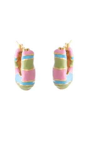 WAVE HOOP EARRINGS WITH MULTI COLORED ENAMEL