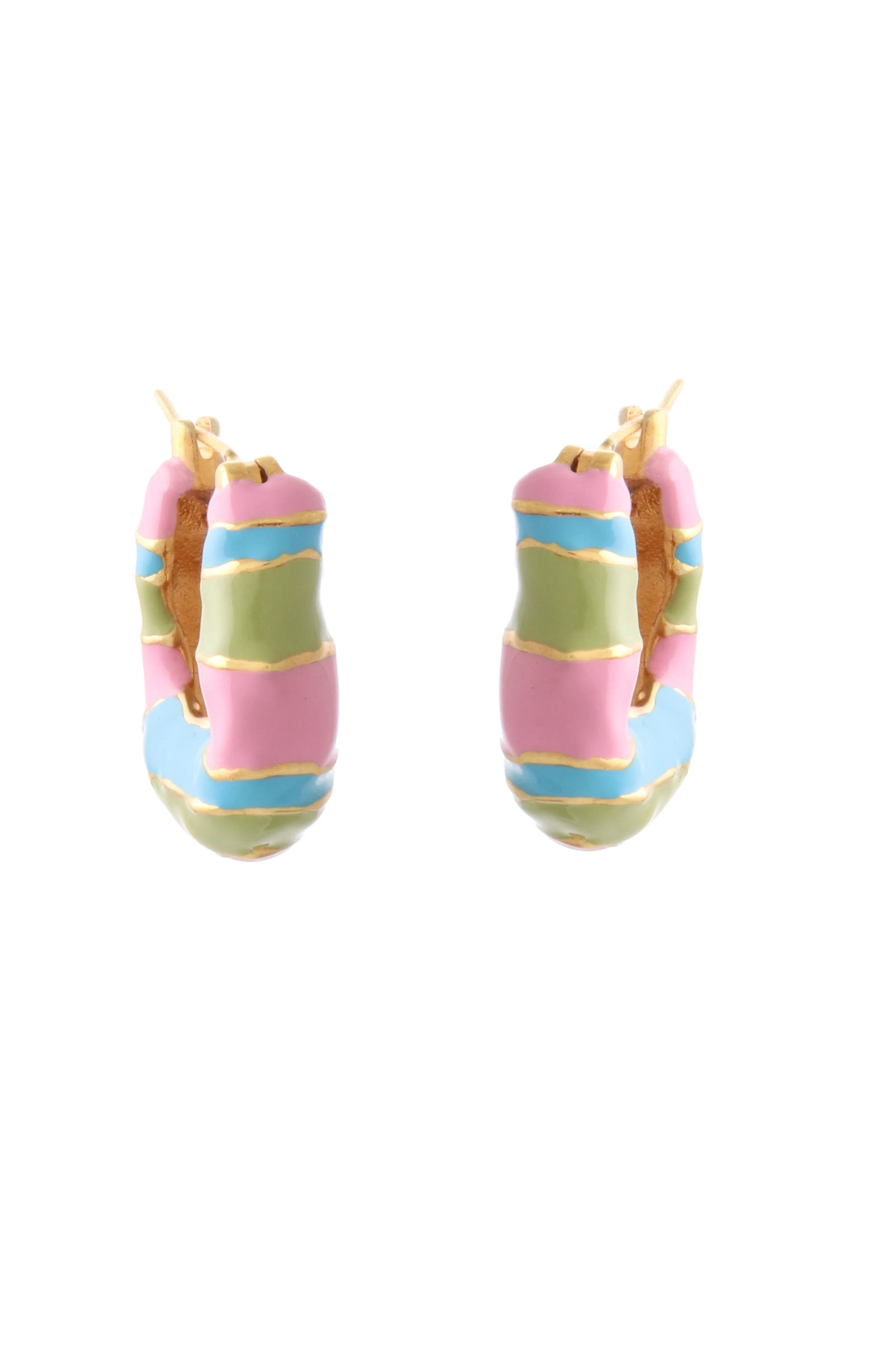 WAVE HOOP EARRINGS WITH MULTI COLORED ENAMEL