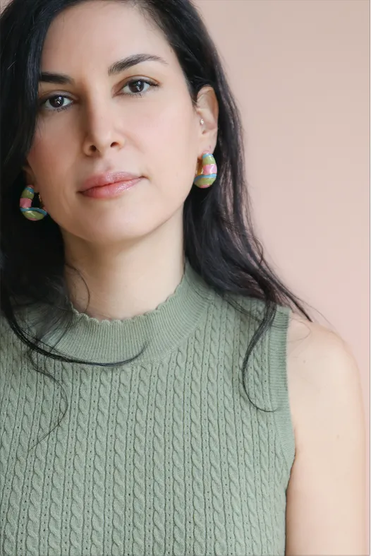 WAVE HOOP EARRINGS WITH MULTI COLORED ENAMEL
