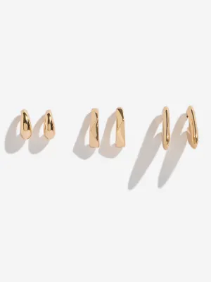 Westside Accessories Gold Hoop Earrings Set - Pack of 3