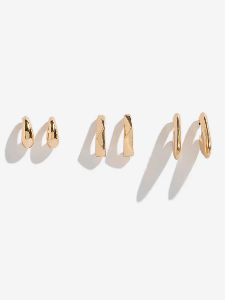 Westside Accessories Gold Hoop Earrings Set - Pack of 3