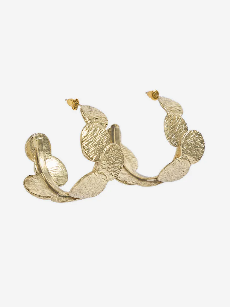 Westside Accessories Gold Textured Hoop Earrings