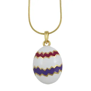White Easter Egg Pendant with 18 Inch Chain - PT334