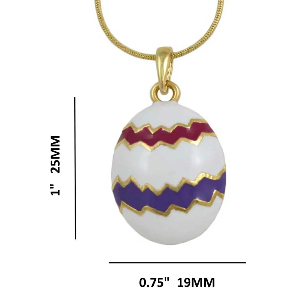 White Easter Egg Pendant with 18 Inch Chain - PT334