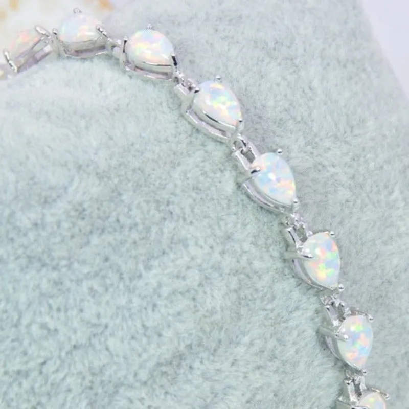 White Fire Opal Jewelry Set Sliver Wedding Bridal For Women Jewelry