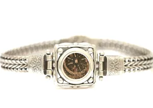 Widows Mite Prutah Coin, Flat Chain Silver Bracelet, 8031
