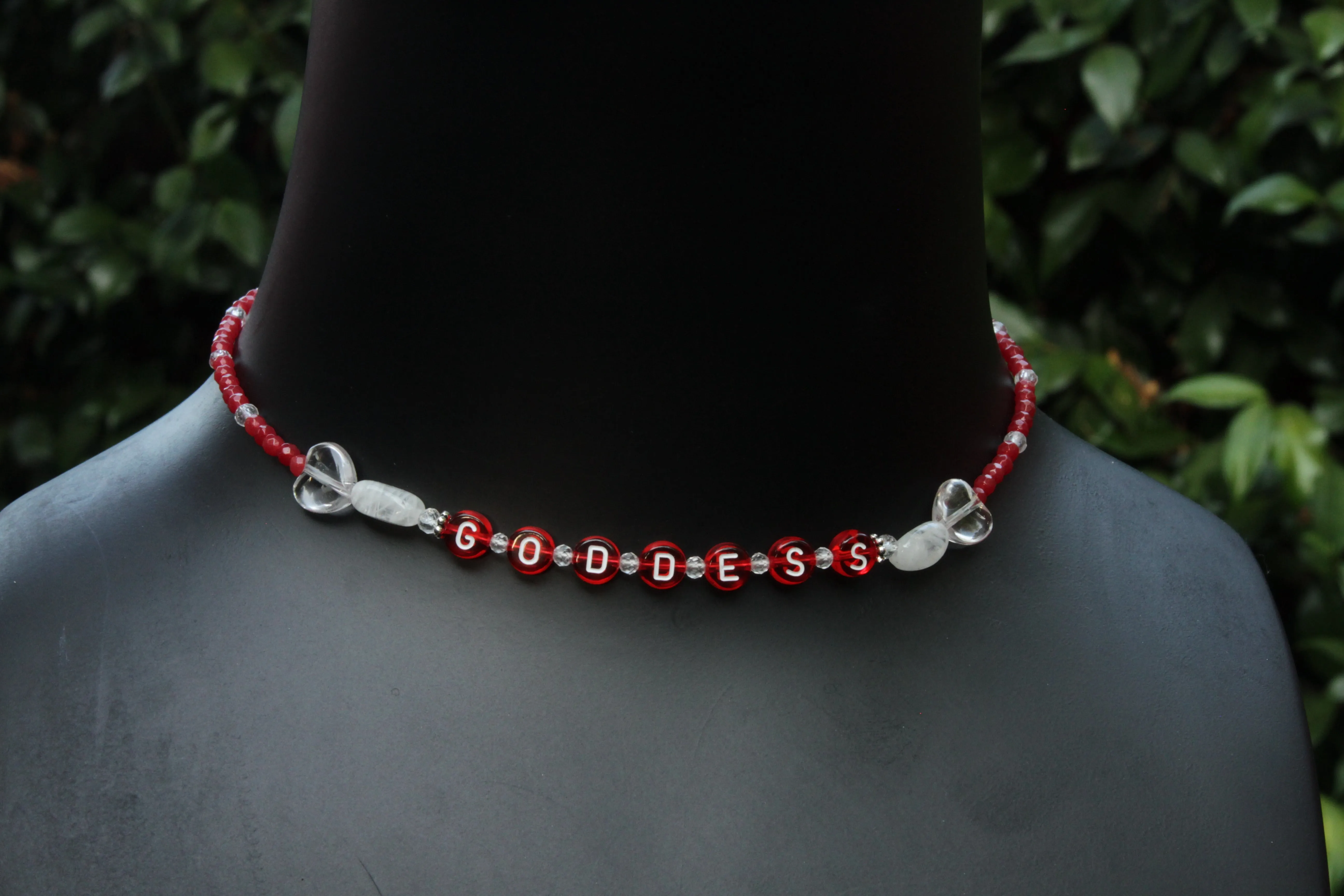 Women's Red Agate "GODDESS" gemstone choker necklace