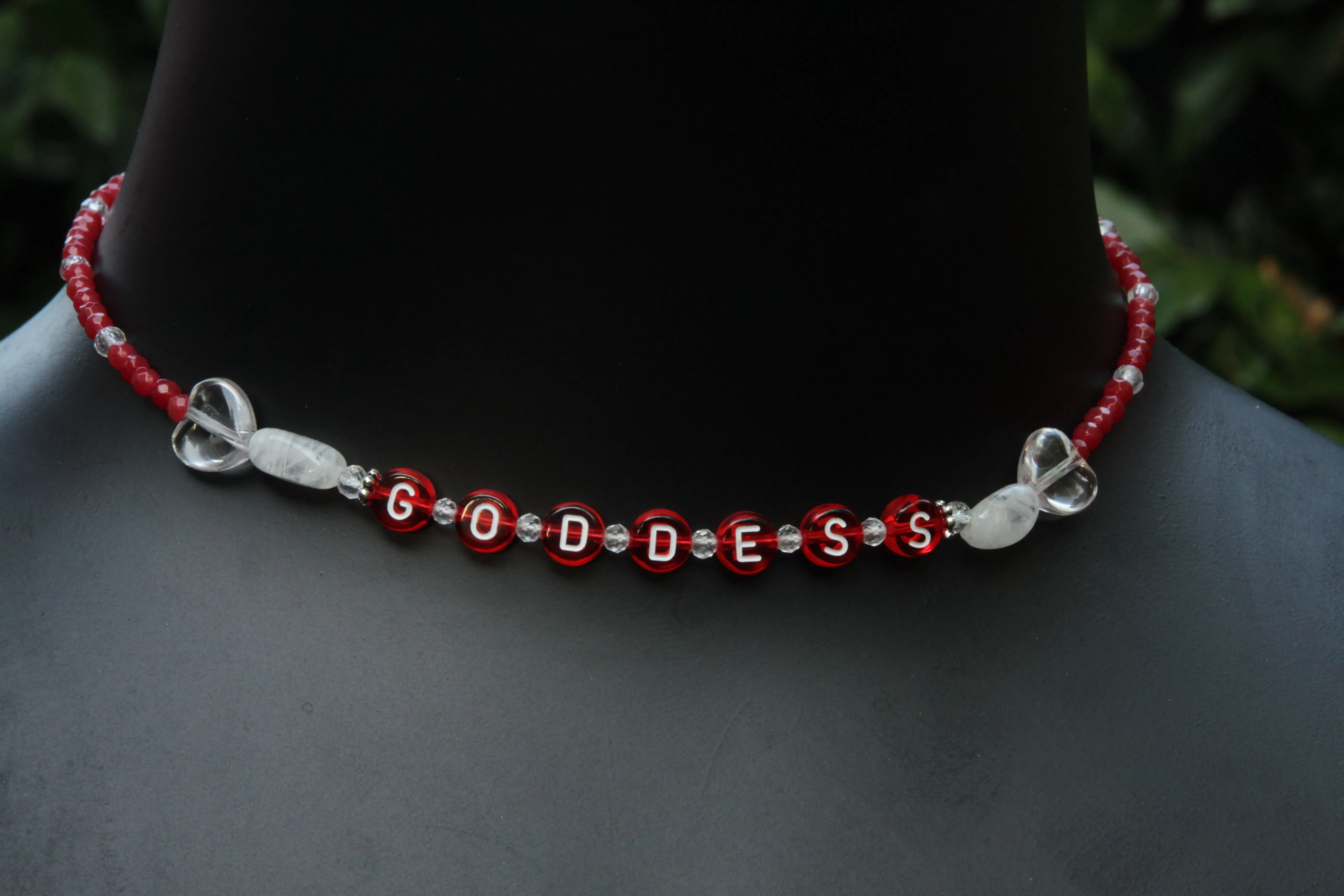 Women's Red Agate "GODDESS" gemstone choker necklace