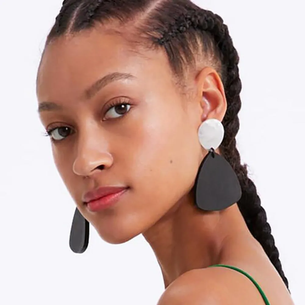Wooden Triangular Exaggerated Earrings