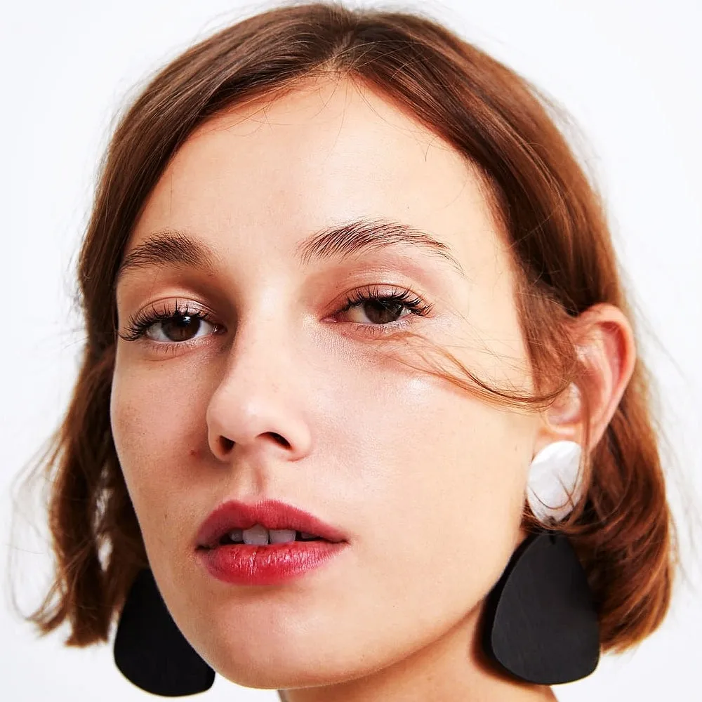 Wooden Triangular Exaggerated Earrings