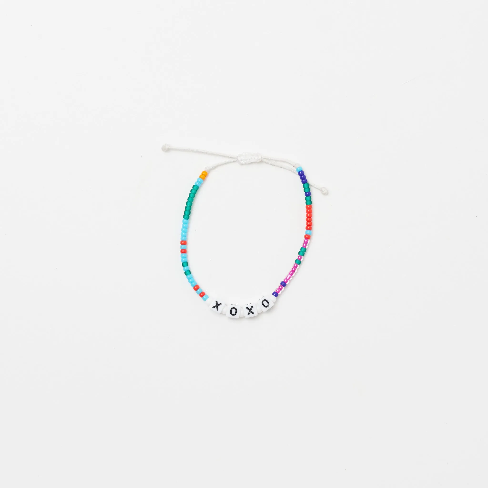 XOXO Letter Bead Single Strand Bracelet - Pink/Blue Multi