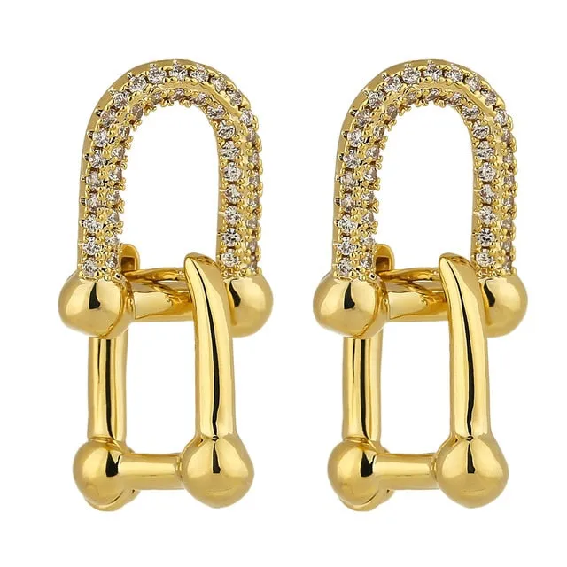 Yhpup Trendy Korean Hoop Earrings Statement Copper 16 K High Quality Earrings Minimalist Brincos Female Office Jewelry Gift 2020