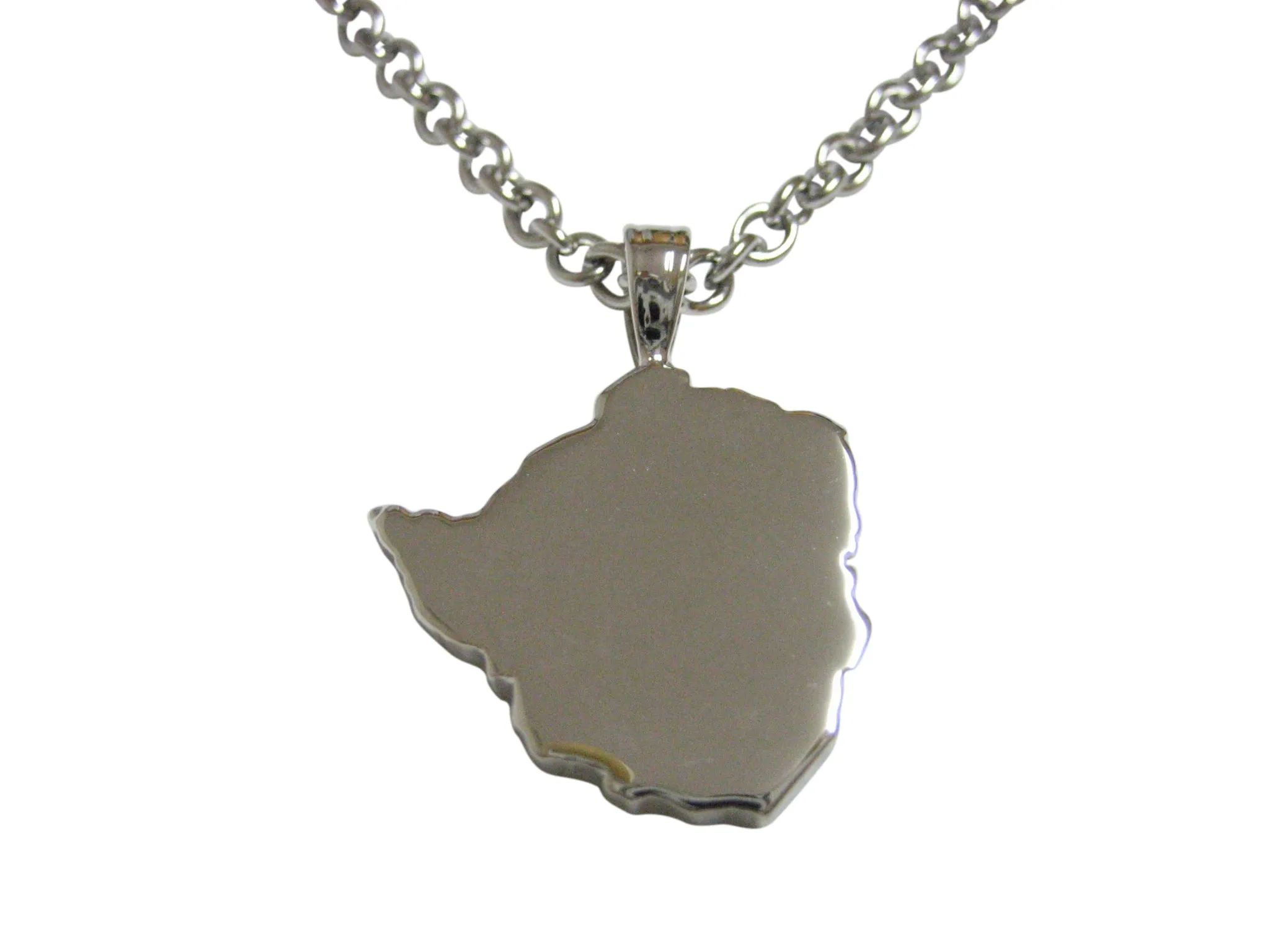 Zimbabwe Map Shape Pendant Necklace